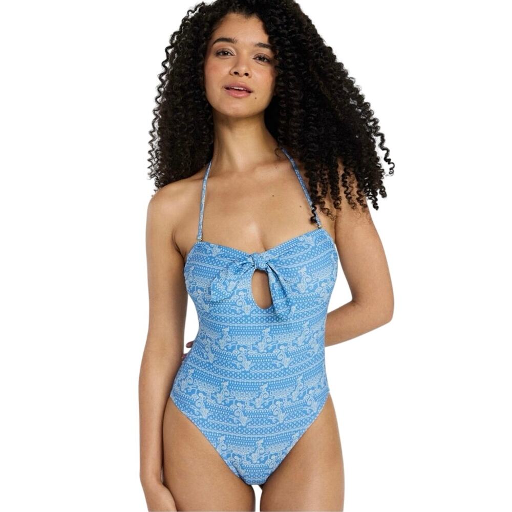 No Boundaries Bandeau One Piece Swimsuit, Women's XL blue ash color nwt swimwear